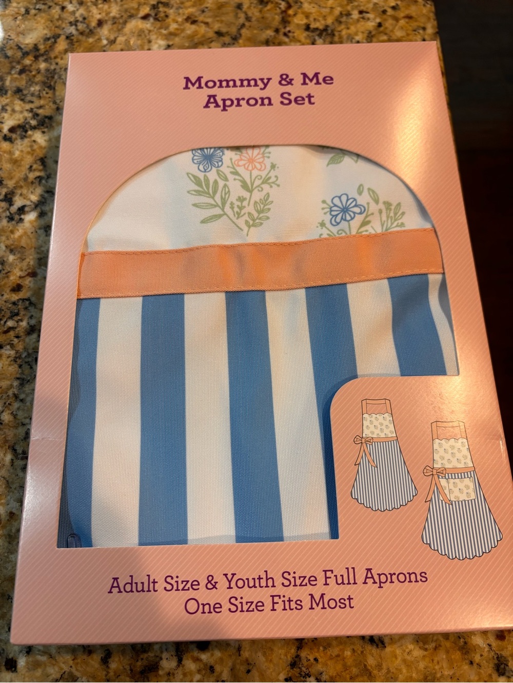 Mommy & Me Apron Set - Blue Stripes & Floral